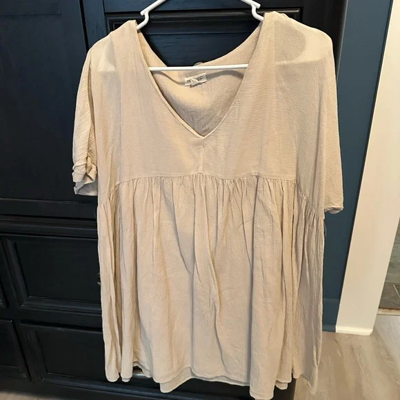 Women's Cream V-Neck Dress - Picture 1 of 4